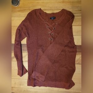American Eagle Jegging Fit Maroon Cross Front Sweater